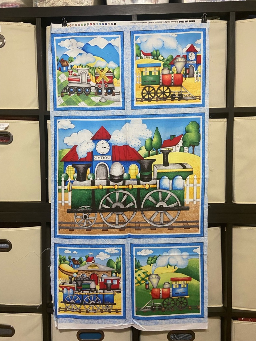 Train Panel Cotton Fabric Panel - Multicolor